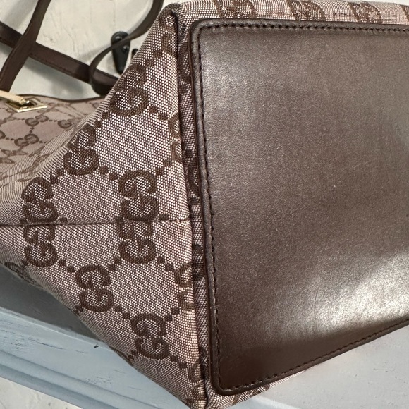 GUCCI GG canvas tote leather EXC COND signature print classic luxury bag - Picture 6 of 10